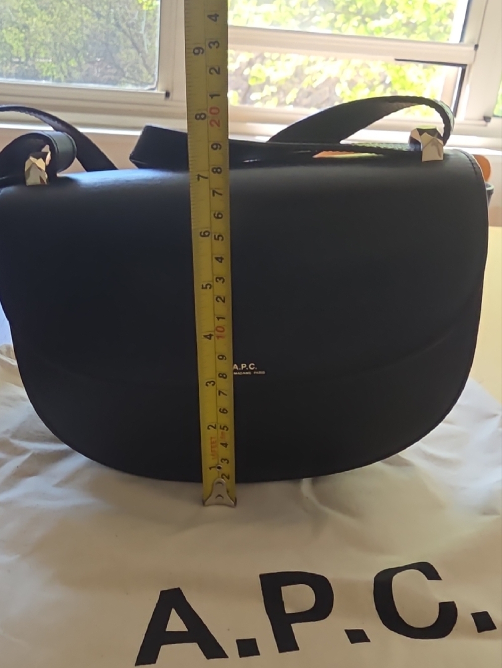 A.P.C. Black Leather Saddle Crossbody Bag with Gold Accents - Picture 6 of 9